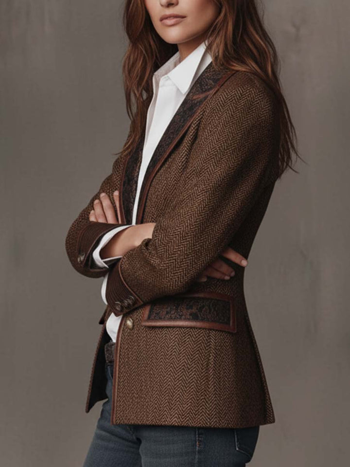 Francesca | Blazer mit bedruckten Einsätzen im Fischgrätmuster