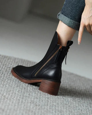 Pernelle | Stiefeletten aus Leder mit Blockabsatz