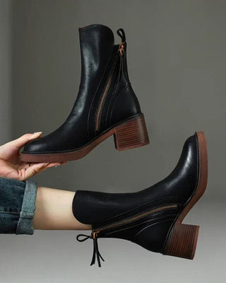 Pernelle | Stiefeletten aus Leder mit Blockabsatz