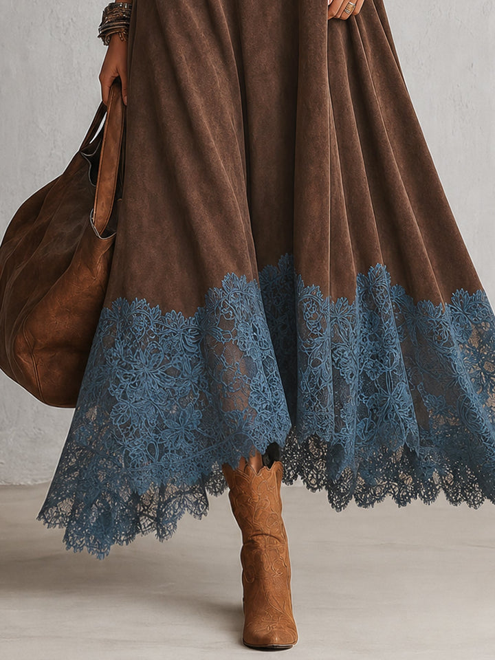 Piera Maxikleid – Spitzensaum Detail