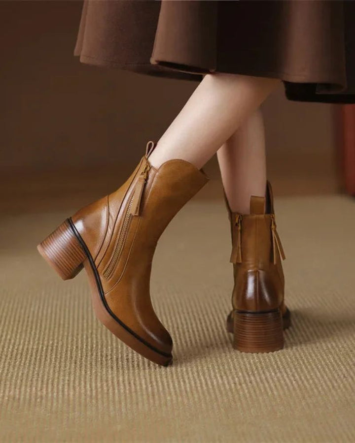 Pernelle | Stiefeletten aus Leder mit Blockabsatz