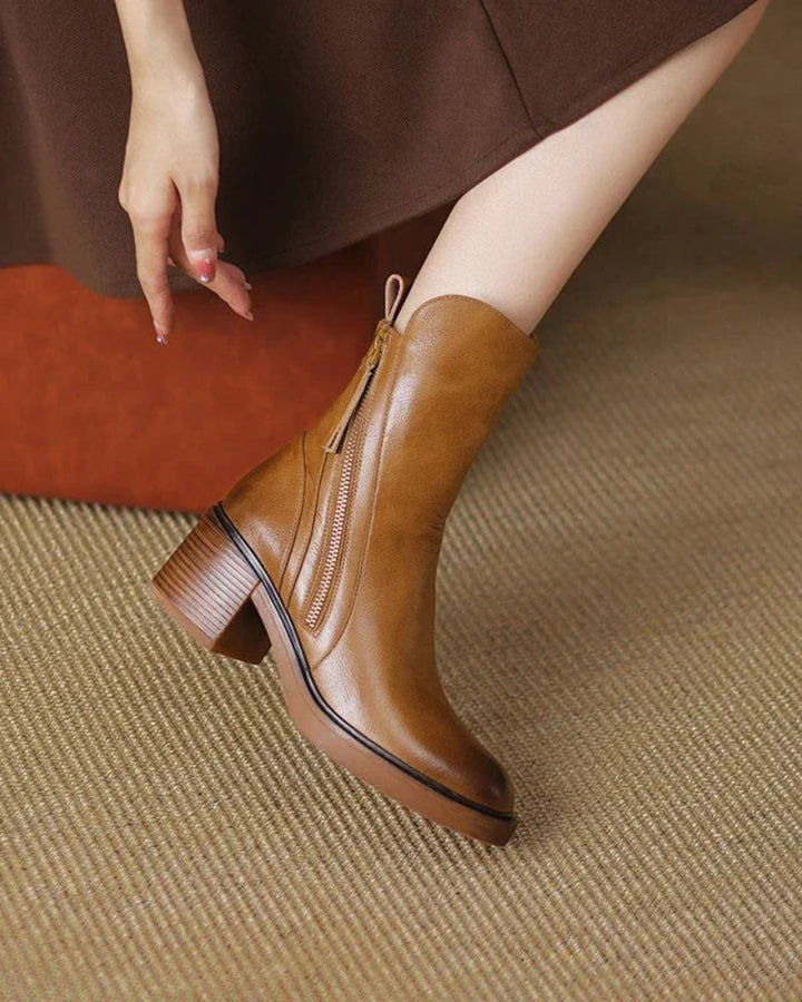 Pernelle | Stiefeletten aus Leder mit Blockabsatz