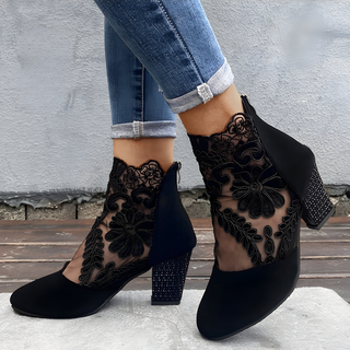 Federica | Spitzen-Stiefeletten mit Blockabsatz