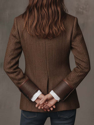 Francesca | Blazer mit bedruckten Einsätzen im Fischgrätmuster