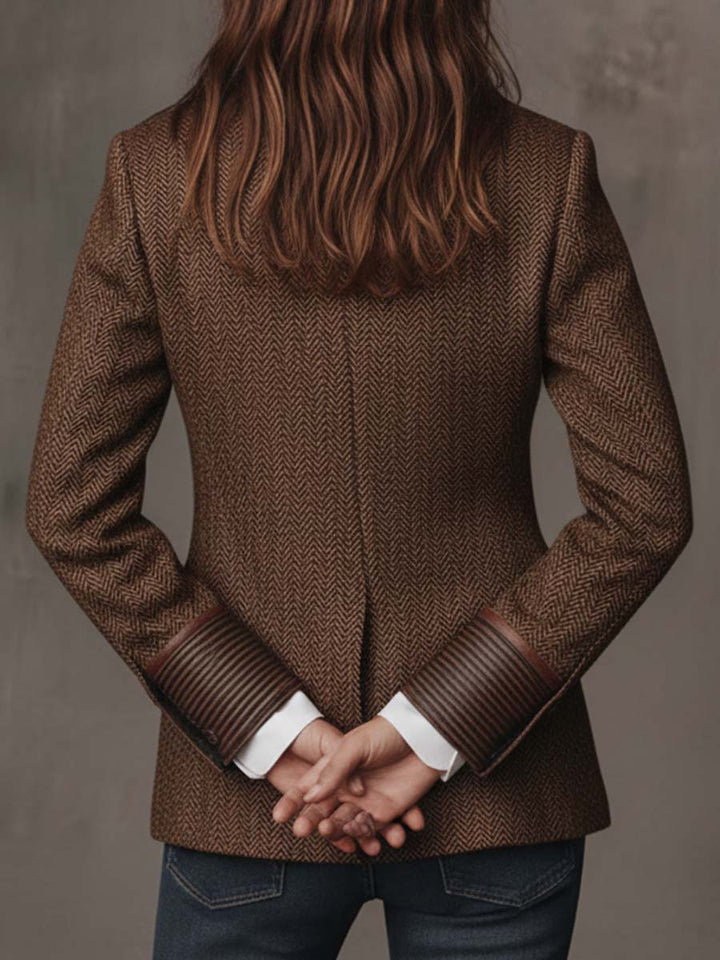 Francesca | Blazer mit bedruckten Einsätzen im Fischgrätmuster