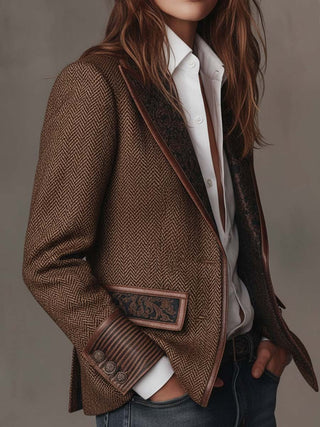 Francesca | Blazer mit bedruckten Einsätzen im Fischgrätmuster