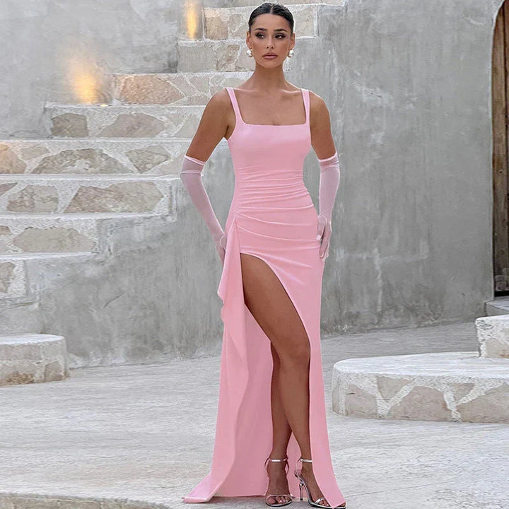 Aria | Elegantes Slip-Maxikleid mit offenem Rücken