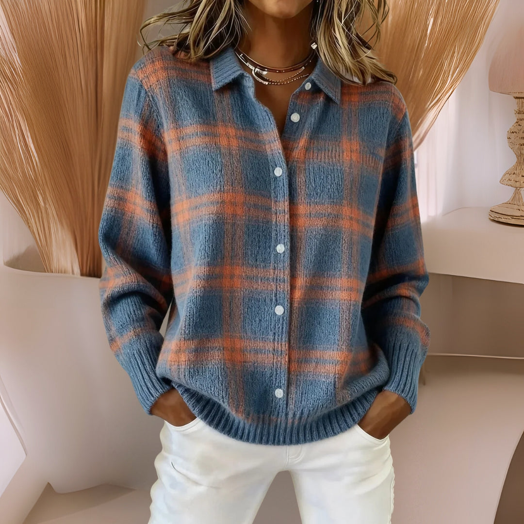 Anna | Weicher Strickcardigan mit Karomuster