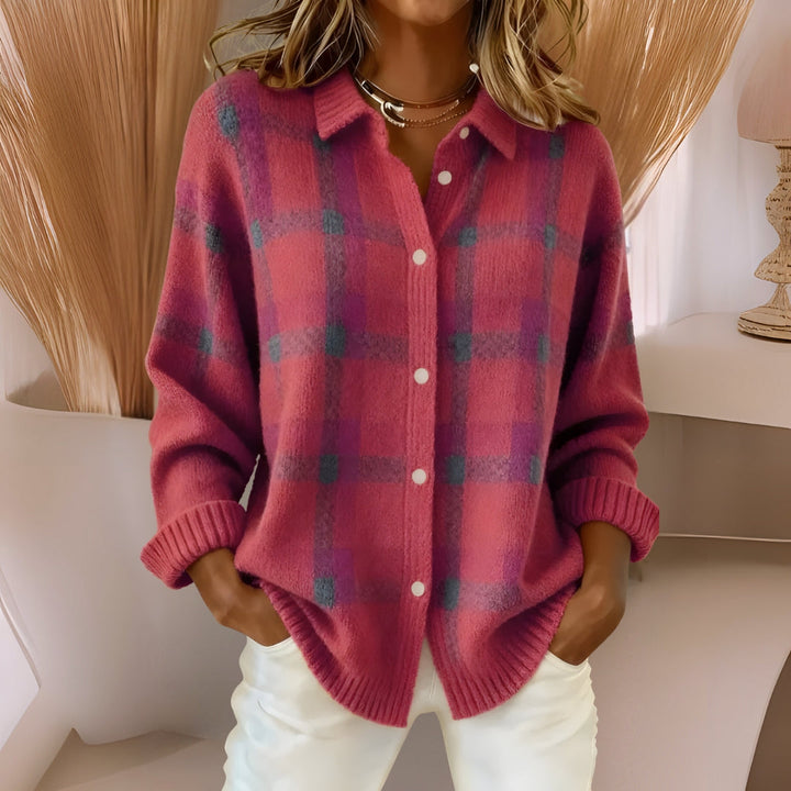Anna | Weicher Strickcardigan mit Karomuster
