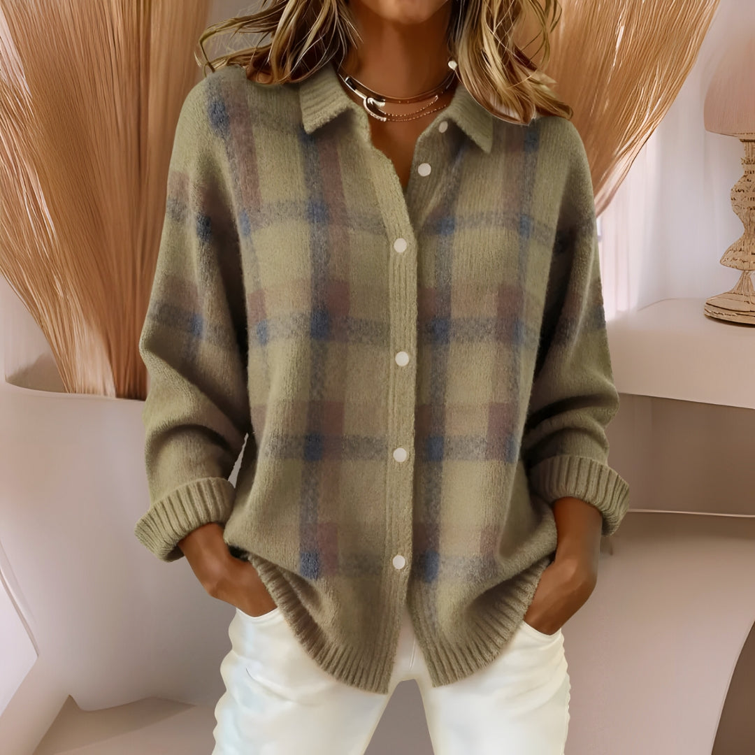 Anna | Weicher Strickcardigan mit Karomuster