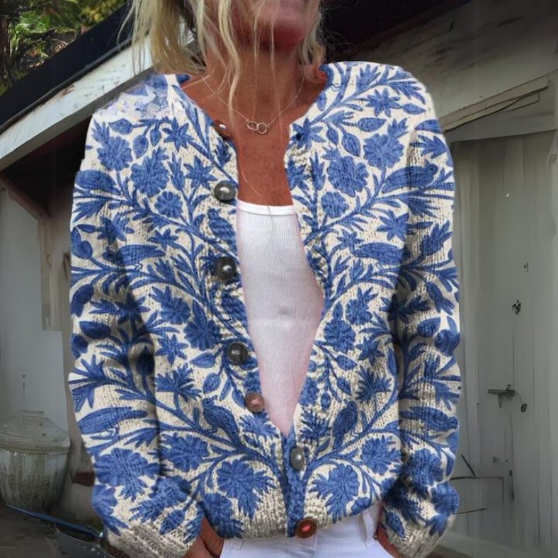 Mia | Strickjacke mit Blumendruck