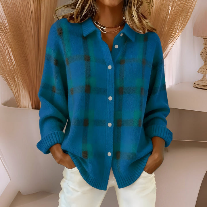 Anna | Weicher Strickcardigan mit Karomuster