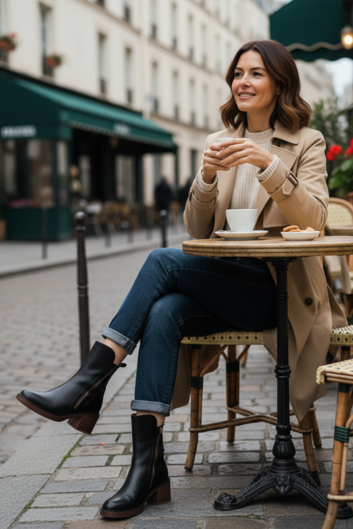 Pernelle | Stiefeletten aus Leder mit Blockabsatz