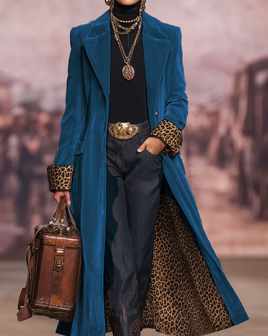 Madison | Langer samtiger Mantel im Tailored-Stil