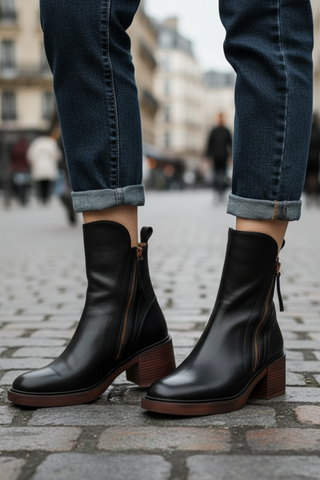Pernelle | Stiefeletten aus Leder mit Blockabsatz