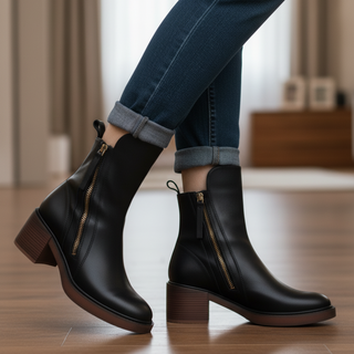 Pernelle | Stiefeletten aus Leder mit Blockabsatz