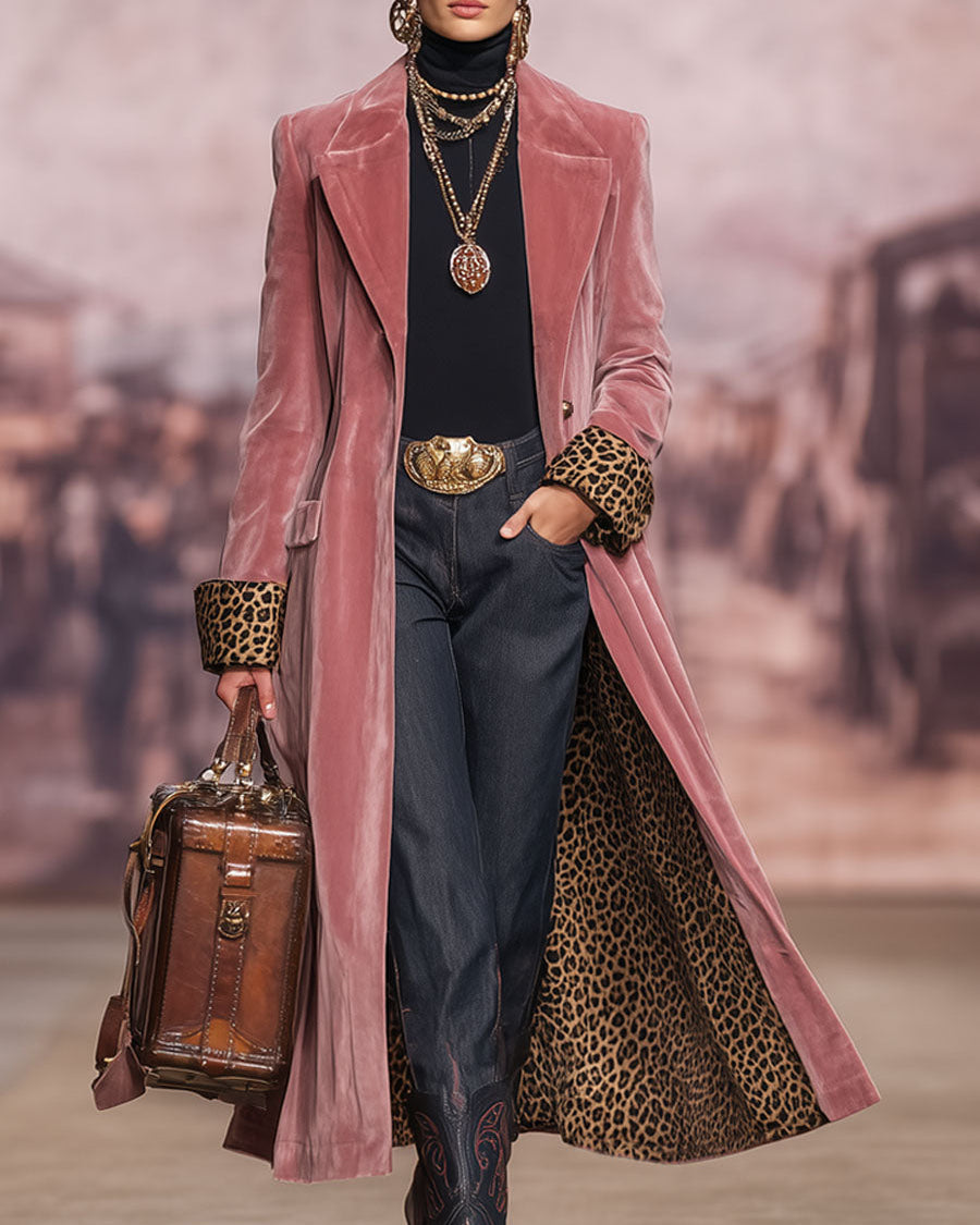 Madison | Langer samtiger Mantel im Tailored-Stil