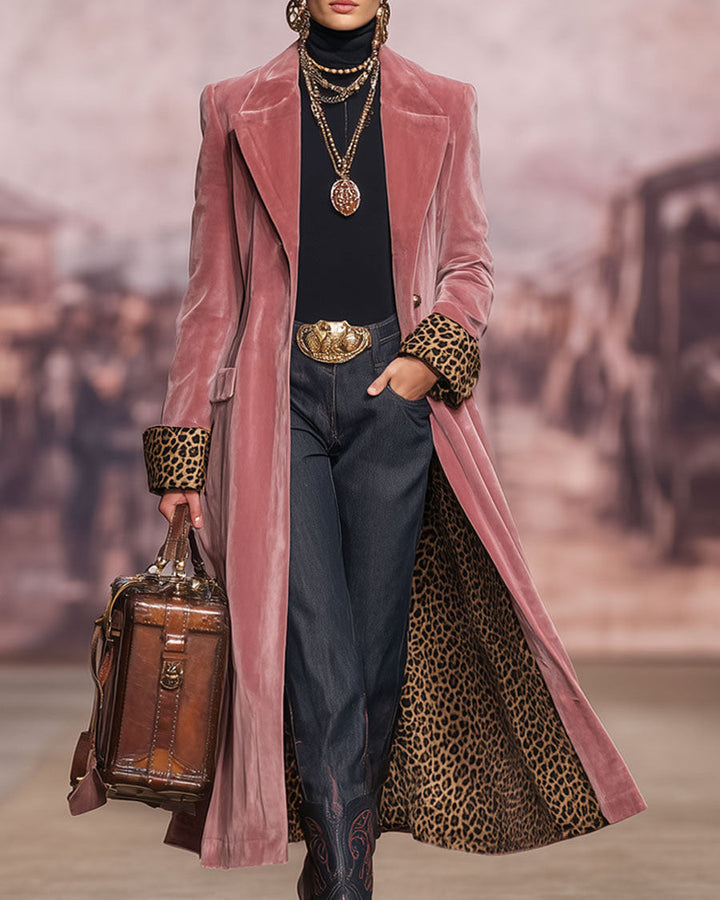 Madison | Langer samtiger Mantel im Tailored-Stil