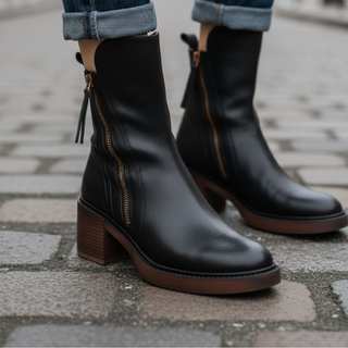 Pernelle | Stiefeletten aus Leder mit Blockabsatz
