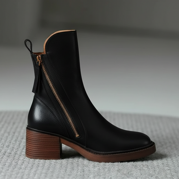 Pernelle | Stiefeletten aus Leder mit Blockabsatz