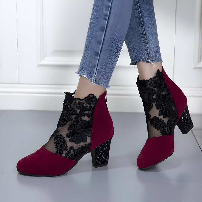 Federica | Spitzen-Stiefeletten mit Blockabsatz