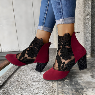 Federica | Spitzen-Stiefeletten mit Blockabsatz