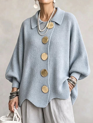 Isadora | Oversize-Cardigan mit Revers und großen Metallknöpfen