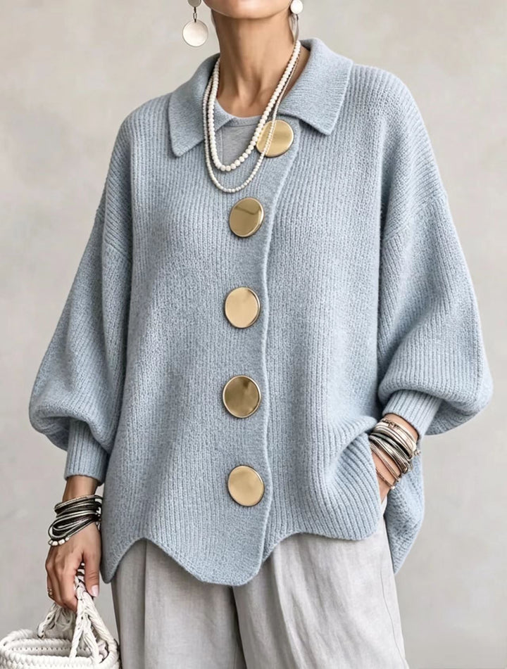 Isadora | Oversize-Cardigan mit Revers und großen Metallknöpfen