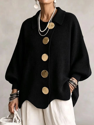 Isadora | Oversize-Cardigan mit Revers und großen Metallknöpfen