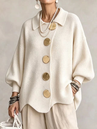 Isadora | Oversize-Cardigan mit Revers und großen Metallknöpfen