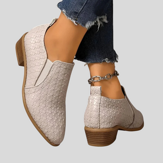 Éliane | Geflochtene Stiefeletten mit Blockabsatz