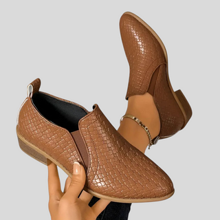 Éliane | Geflochtene Stiefeletten mit Blockabsatz