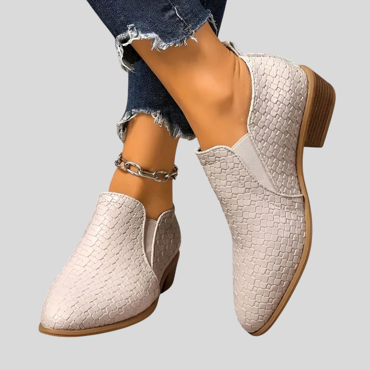Éliane | Geflochtene Stiefeletten mit Blockabsatz