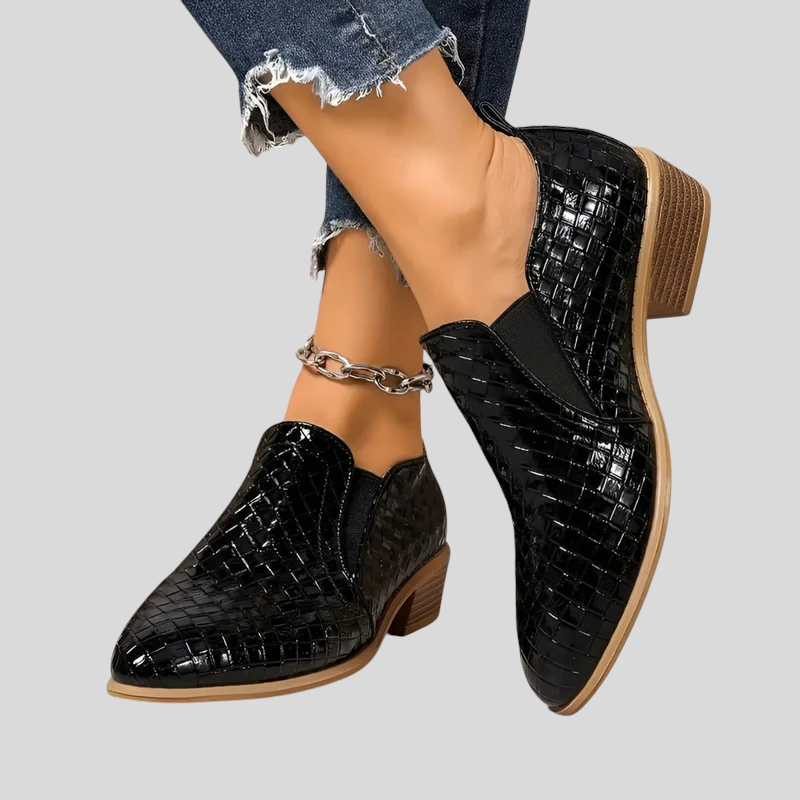 Éliane | Geflochtene Stiefeletten mit Blockabsatz