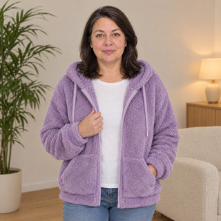 Sophie | Flauschige Kapuzenjacke mit Reißverschluss