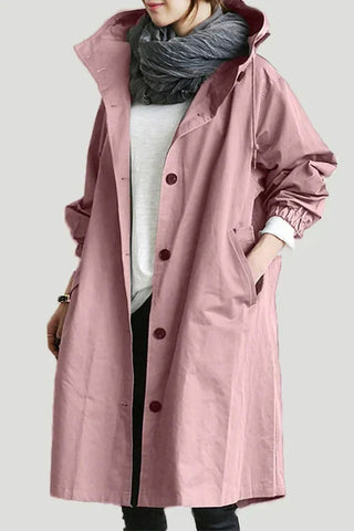 Ingeborg | Regenjacke mit Knopfleiste und verstellbarer Kapuze