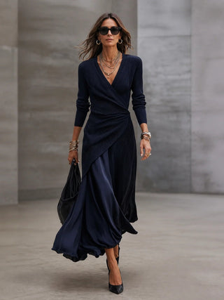 Tamara | Maxikleid mit Wickeloberteil und Satinrock