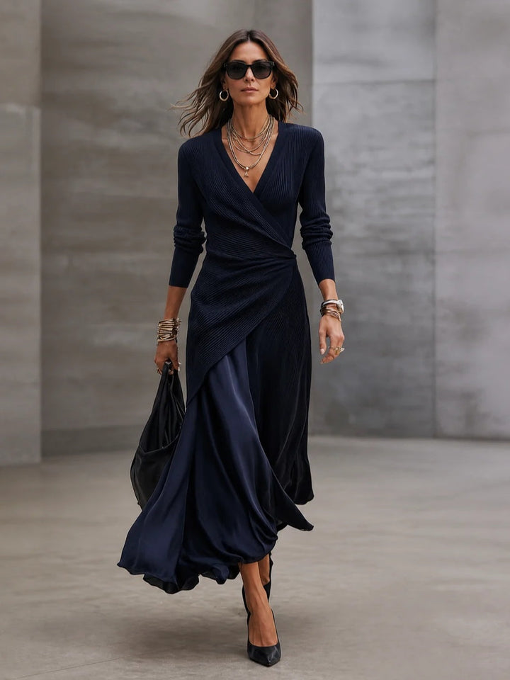 Tamara | Maxikleid mit Wickeloberteil und Satinrock