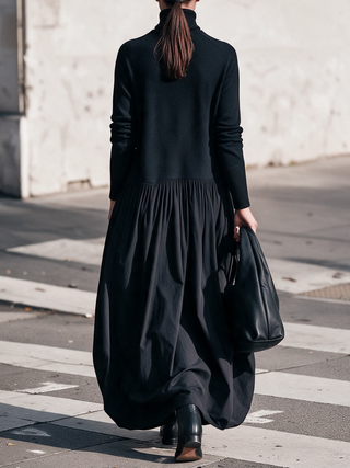 Mila Maxikleid in Schwarz, Rückenansicht