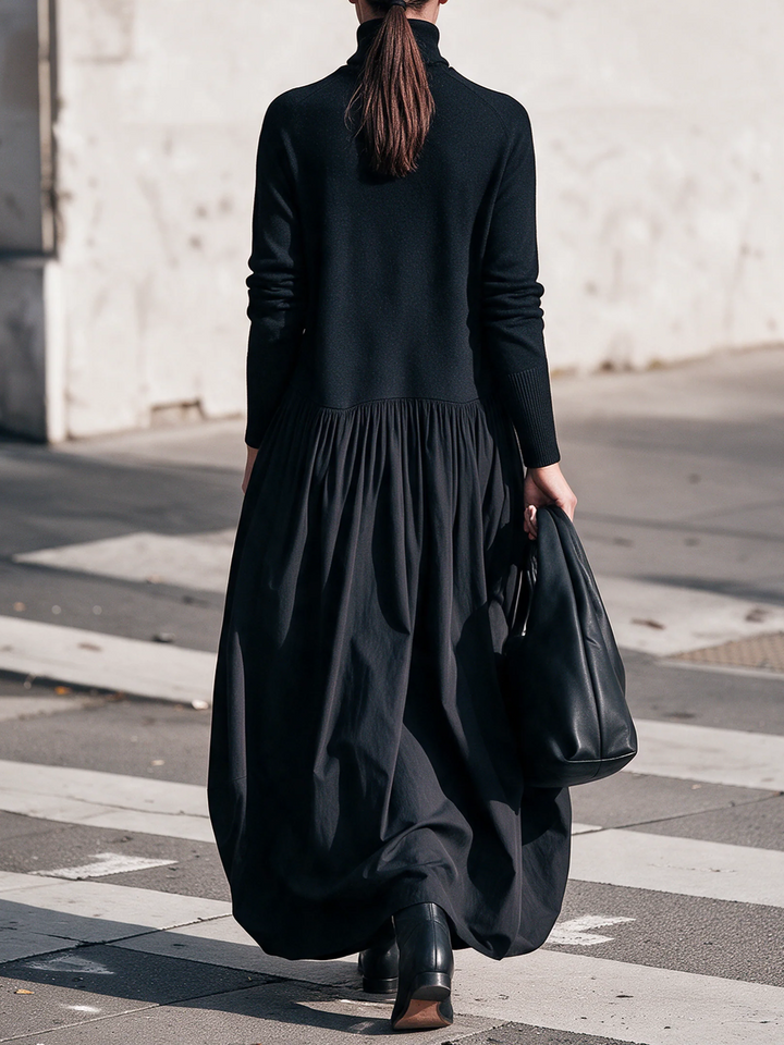 Mila Maxikleid in Schwarz, Rückenansicht