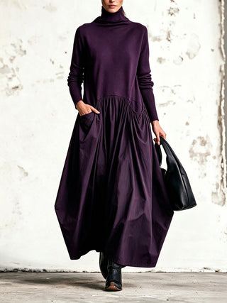 Mila Oversize-Maxikleid mit Rollkragen in Dunkellila