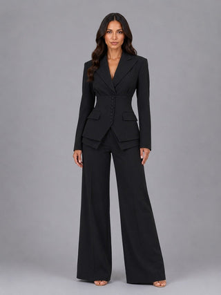 Anselma | Zweiteiliges Set mit tailliertem Blazer und weiter Hose