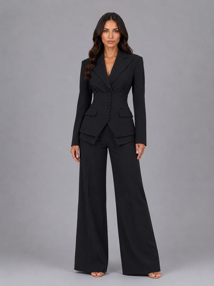 Anselma | Zweiteiliges Set mit tailliertem Blazer und weiter Hose