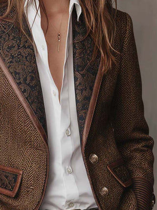 Francesca | Blazer mit bedruckten Einsätzen im Fischgrätmuster