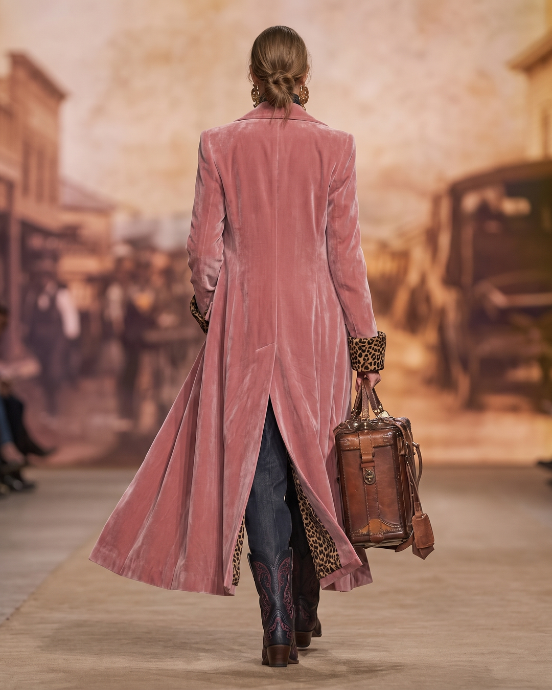 Madison | Langer samtiger Mantel im Tailored-Stil