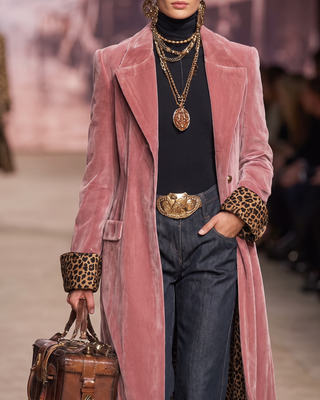 Madison | Langer samtiger Mantel im Tailored-Stil
