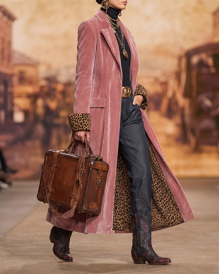 Madison | Langer samtiger Mantel im Tailored-Stil
