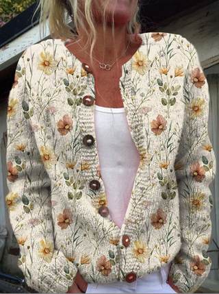 Mia | Strickjacke mit Blumendruck