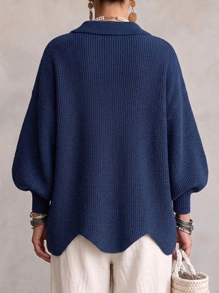 Isadora | Oversize-Cardigan mit Revers und großen Metallknöpfen