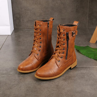 Greta | Schnürstiefel mit runder Spitze und seitlichem Reißverschluss